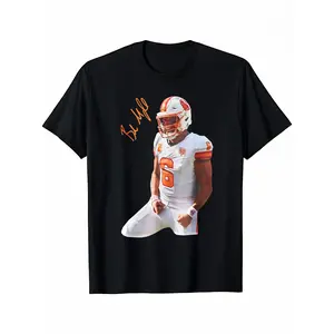 Men's Baker Mayfield Graphic Crew Neck T-Shirt - 100% Cotton Soft Tee with Unique Print for Casual Wear & Fan Apparel