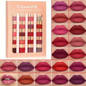 20 Color Lip Glossy Boxed Lipstick Set Cosmetic Waterproof Long Lasting Moisturizing Matte Lip Glaze Suitable For Beginners Lipstainpeel Makeup
