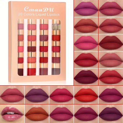 20 Color Lip Glossy Boxed Lipstick Set Cosmetic Waterproof Long Lasting Moisturizing Matte Lip Glaze Suitable For Beginners Lipstainpeel Makeup