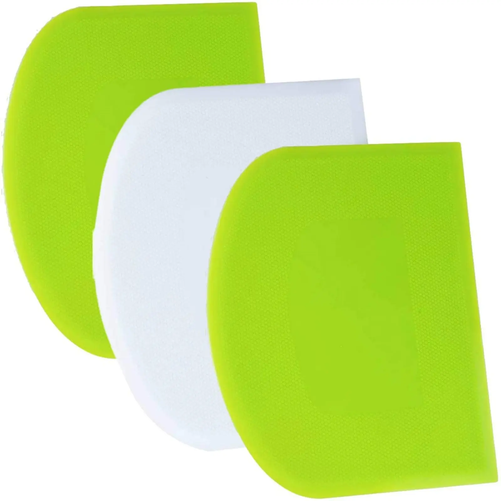 Dough Scraper Bench Scraper - 3P Flexible PE Plastic with Sharp Edges & Angles, Non-Slip Bakeware Decorating Tools, BPA Free & Food Grade