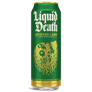 Liquid Death, Severed Lime Sparkling Water, 8-Pack (King Size 19.2oz Cans), Lime Flavored Sparkling Beverage Sweetened With Real Agave, Low Calorie & Low Sugar Drinks
