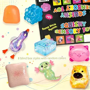 8pcs/set - Novel style sensory stress relief toy blind box set, small and exquisite, soft to the touch, creative release slow rebound pinch, stress relief toy, suitable for small gifts at parties and gatherings