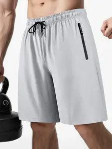 Men's Quick-Dry Gym Shorts with Zipper Pockets, Comfortable Breathable Fitness Shorts for Running, Training, Daily Wear