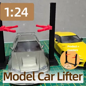 2PCS 1:24 Scale Model Car Lift, Miniature Static Scene Repair Station Decoration Display, Perfect for Multi-Scene Model Car Building
