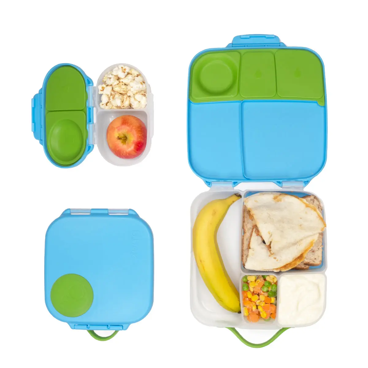 lunch time 3-pack - ocean breeze - kids bento box lunch box, mini lunch box & snack box