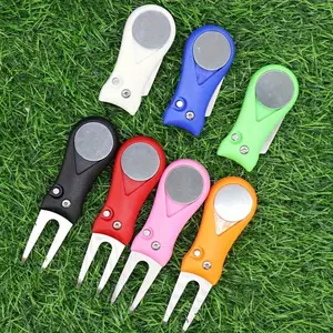 Golf Divot Repair Tool: Stainless Steel Ball Marker with Magnetic Holder - Golf Accessories Golf Supply