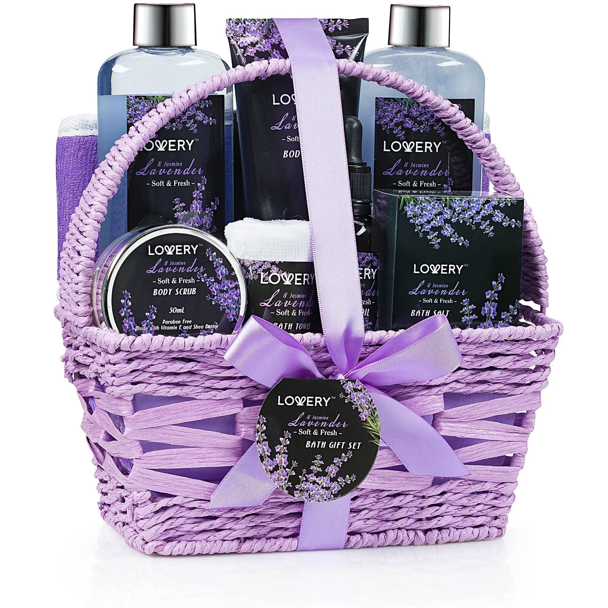 Lavender & Jasmine Spa Bath Gift Set - 9Pc Relaxation Kit