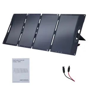 High-Efficiency Foldable Portable Solar Panel, IP65 Waterproof Outdoor Solar Charger with Connector Cable Included, 100W Power Option, Perfect for Camping, RV, Household and Off-Grid Living