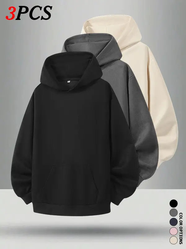 Men’s Hooded Pullover Sweatshirts – Multi-Pack for Autumn/Winter, Loose Casual Style, Versatile Long-Sleeve Design, Easy to Wear zip hoodies men