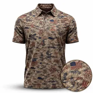 USA 250th Anniversary Golf Polo Shirt, Patriotic Camo Golf Shirt.