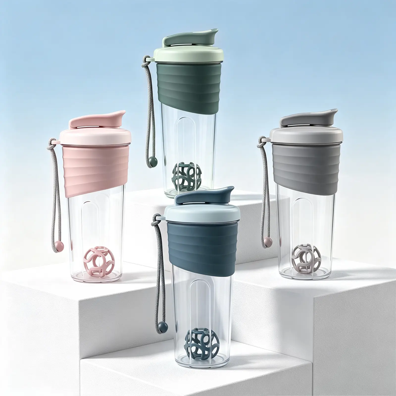 2026 New Design Protein Shaker Bottle with Whisk Ball Portable Blender Cup for Pre Workout Post Workout 700ml Leak Proof BPA Free Gym Water Bottle for Fitness Enthusiasts sohochic