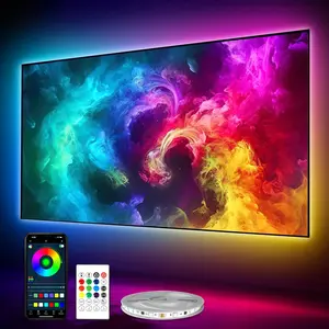 LED Lights for TV 80-100 Inch, 24.6FT ICRGB TV LED Backlight Kit Work with APP & Remote Control, Music Sync TV LED Lights, TV Lights Behind, USB Powered RGB LED