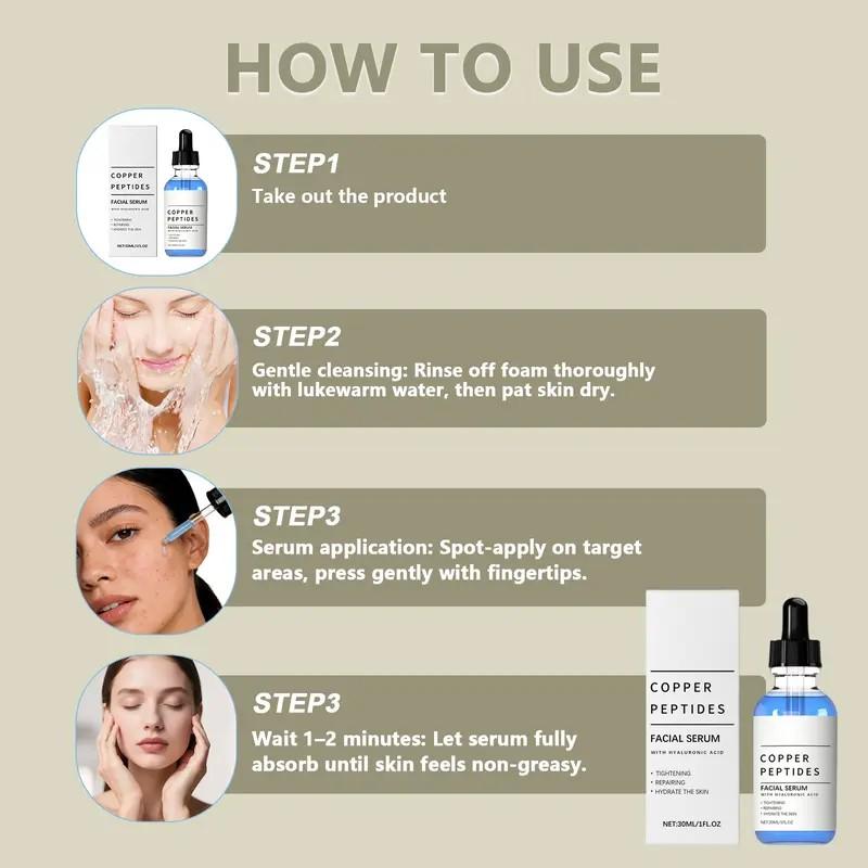 [BUY 1,GET 1 FREE] GHK-Cu Copper Peptide Serum with Hyaluronic Acid | Anti-Aging Facial Serum, Deep Moisturizing & Nourishing, Firming & Wrinkle Smoothing | Fragrance-Free | 30ml Daily Face Serum for All Skin Types | Men & Women, Cruelty-Free