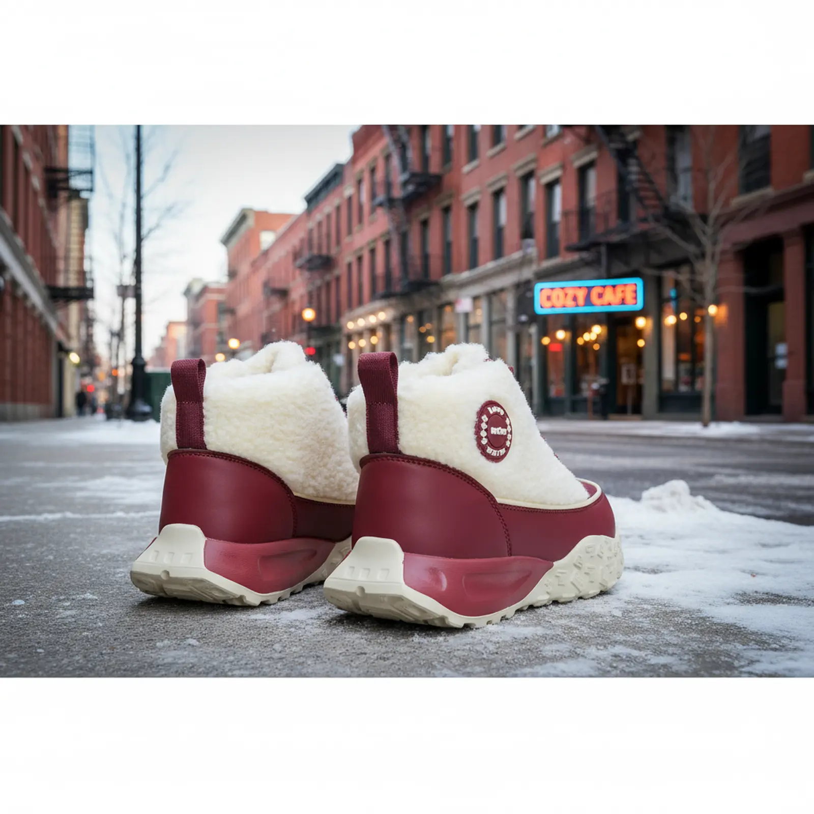 Women's Suede High-Top Snow Boots, Waterproof Fur-Lined Round Toe Design with a Flexible Rubber Sole for Outdoor Walking and Hiking, Plain, Multi-Function, Hook-Loop Fasteners, Ankle, Insulated, Laces, Sports Shoes, Outdoors, Rubber（Tpe, Tpr, Etc.）, Shock