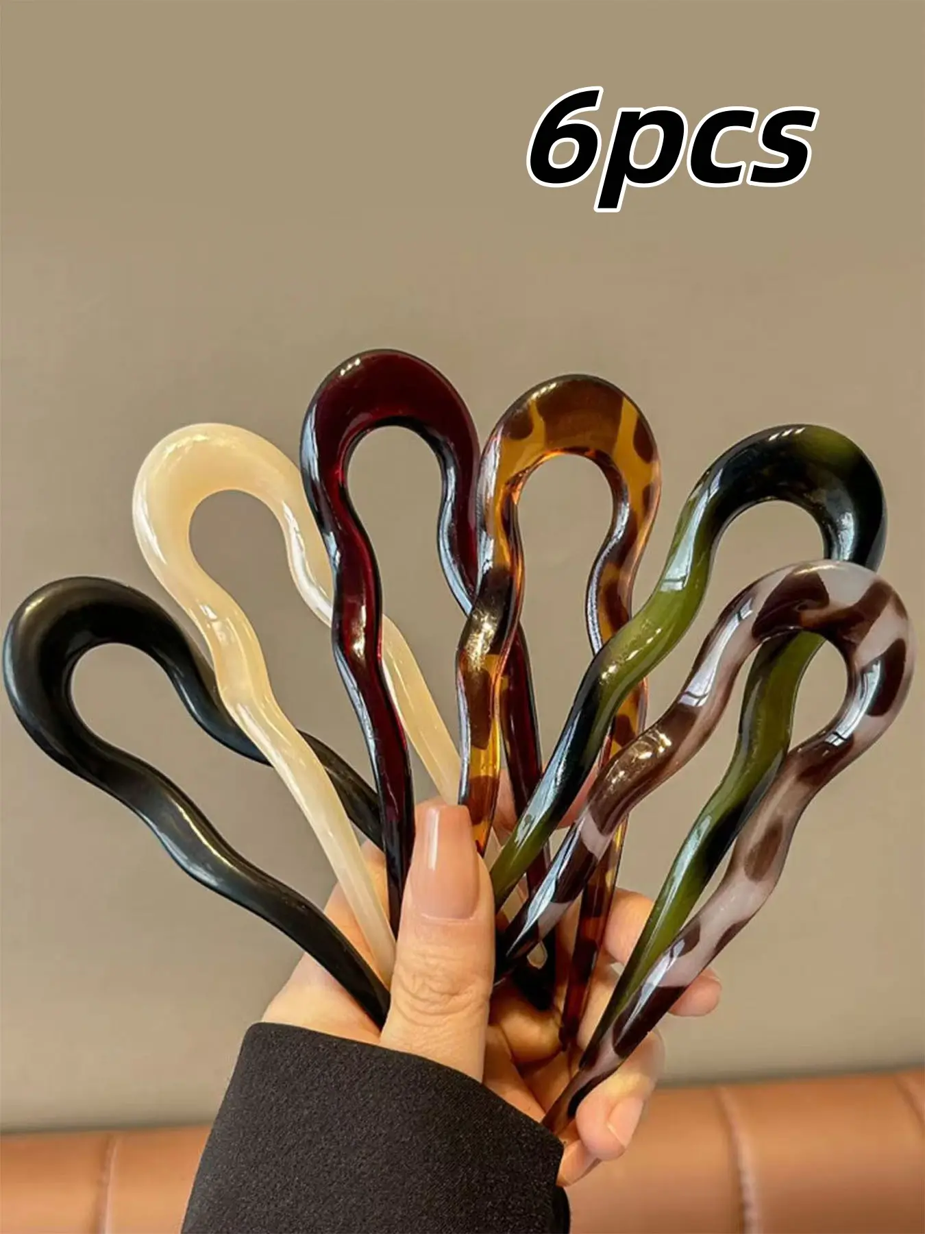 6pcs U-Shaped Hair Pin Set, Geometric Design Hair Accessory for Women, Ideal for Travel, Parties, Work and Daily Use, Hairpins