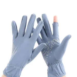 UV Protection Cycling Gloves for Men and Women, Thin Ice Silk Summer Riding Gloves, Anti-Slip Fingerless Design, Sunscreen Driving Gloves