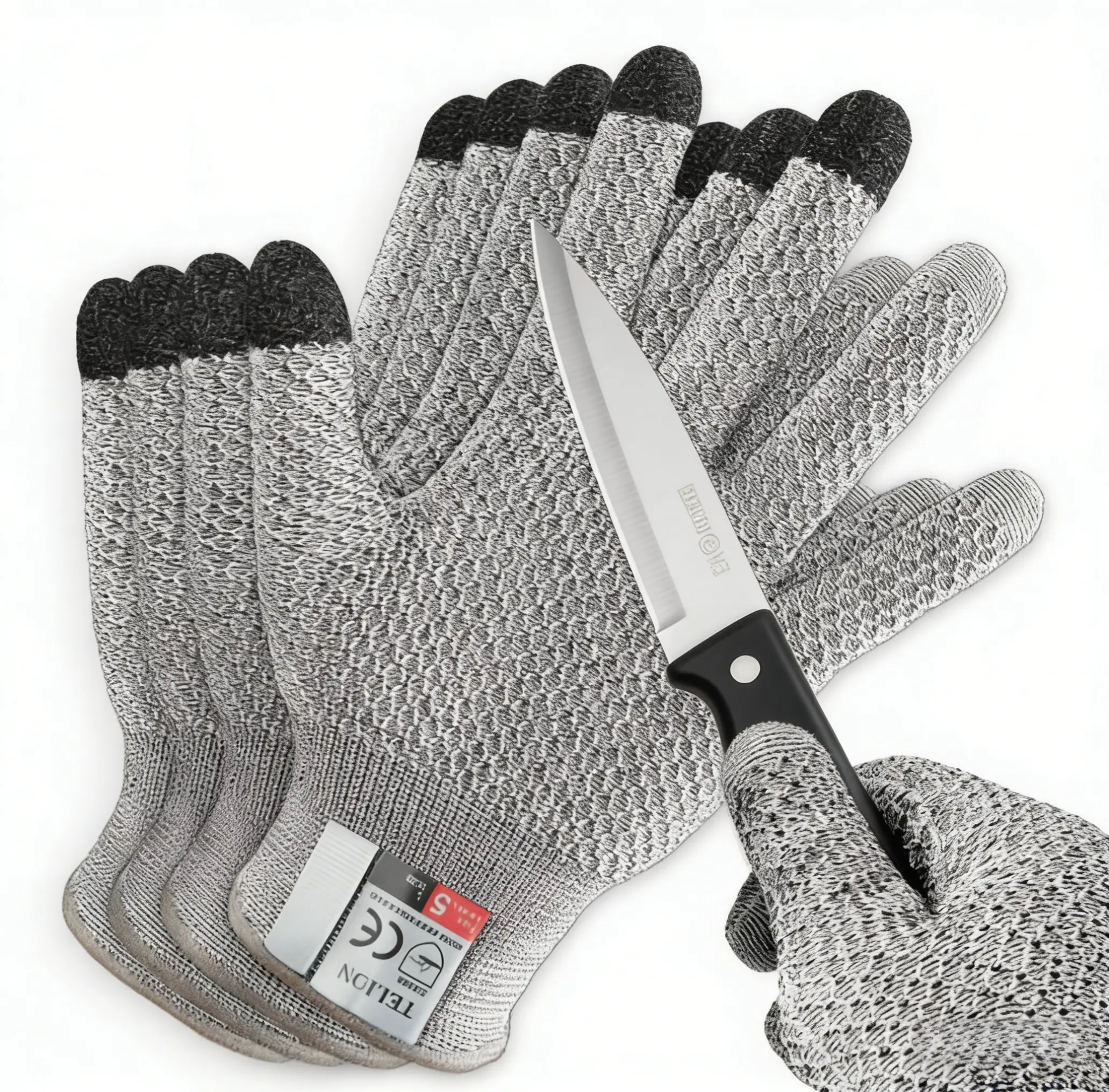 Household Level 5 Cut Resistant Work Gloves, Food Grade Safety Protection Gloves, Non-Slip & Abrasion Resistant Gloves with Touchscreen Design, Perfect for Construction, Gardening & Kitchen Use