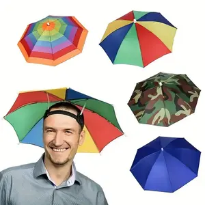 Colorful Hands-Free Umbrella Hat - Conveniently Blocks Sun & Rain, Foldable Head-Mounted Design for Hiking, Camping, Beach, Daily Commute & Fishing | Enjoy Outdoor Fun