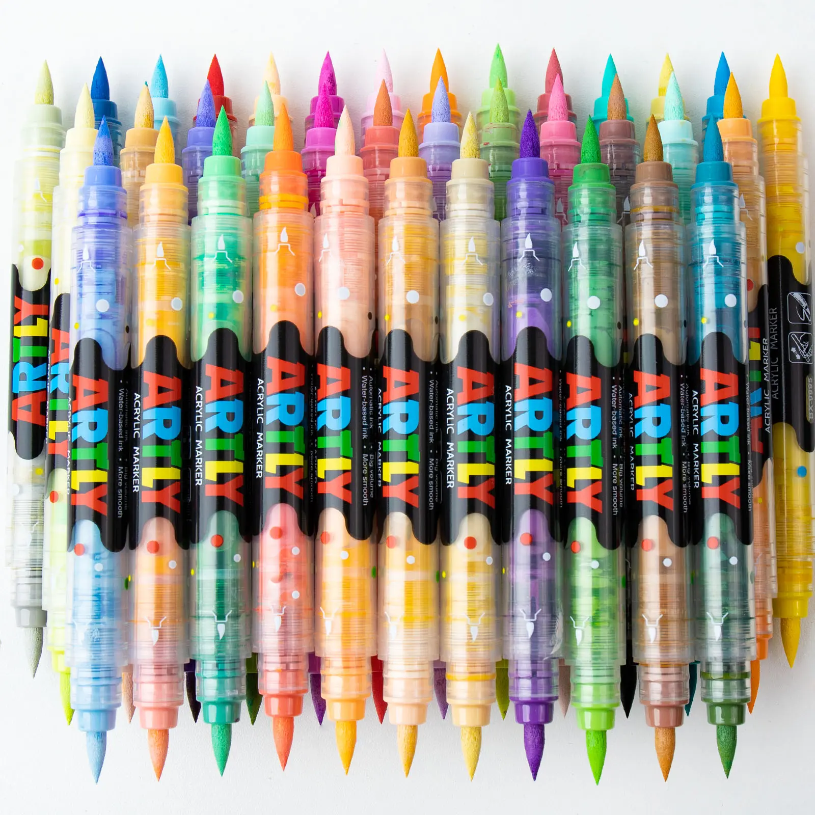 Double Tipped Dual-Color Acrylic Brush Marker Pen Set Waterproof Soft Nib for Glass Stone Wood Plastic Paper Artist Bundle tiktokshopblackfriday