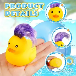 12-Piece Random Rubber Duck Toys Set with Wigs, Summer Beach Pool Bathroom Floating Toy, Perfect Birthday Gift for Boys & Girls