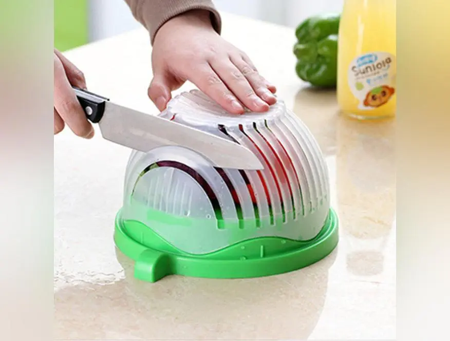 Salad cutting bowl kitchen gadget，Drain basket fruit and vegetable washing basket