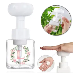 250ML Flower Pattern Soap Dispenser, Portable Foam Bottle, Multifunctional Facial Cleansing Foam Bottle, Press Type Pump Head, Bathroom Accessories, Soap Container