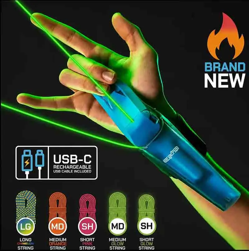 HEARTIGER Spider Web Shooter Toy - Glow-in-the-Dark Web Shooters, USB-C Rechargeable, Button Launch, Superhero Theme Interactive Fidget Toy for Ages 12+