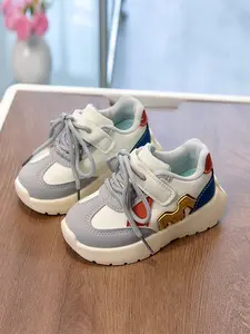 2026 Spring Four-Color Contrast Casual Shoes, Velcro Breathable Anti-Slip Toddler Shoes, Unisex Thick Sole Sneakers, Kids Shoes