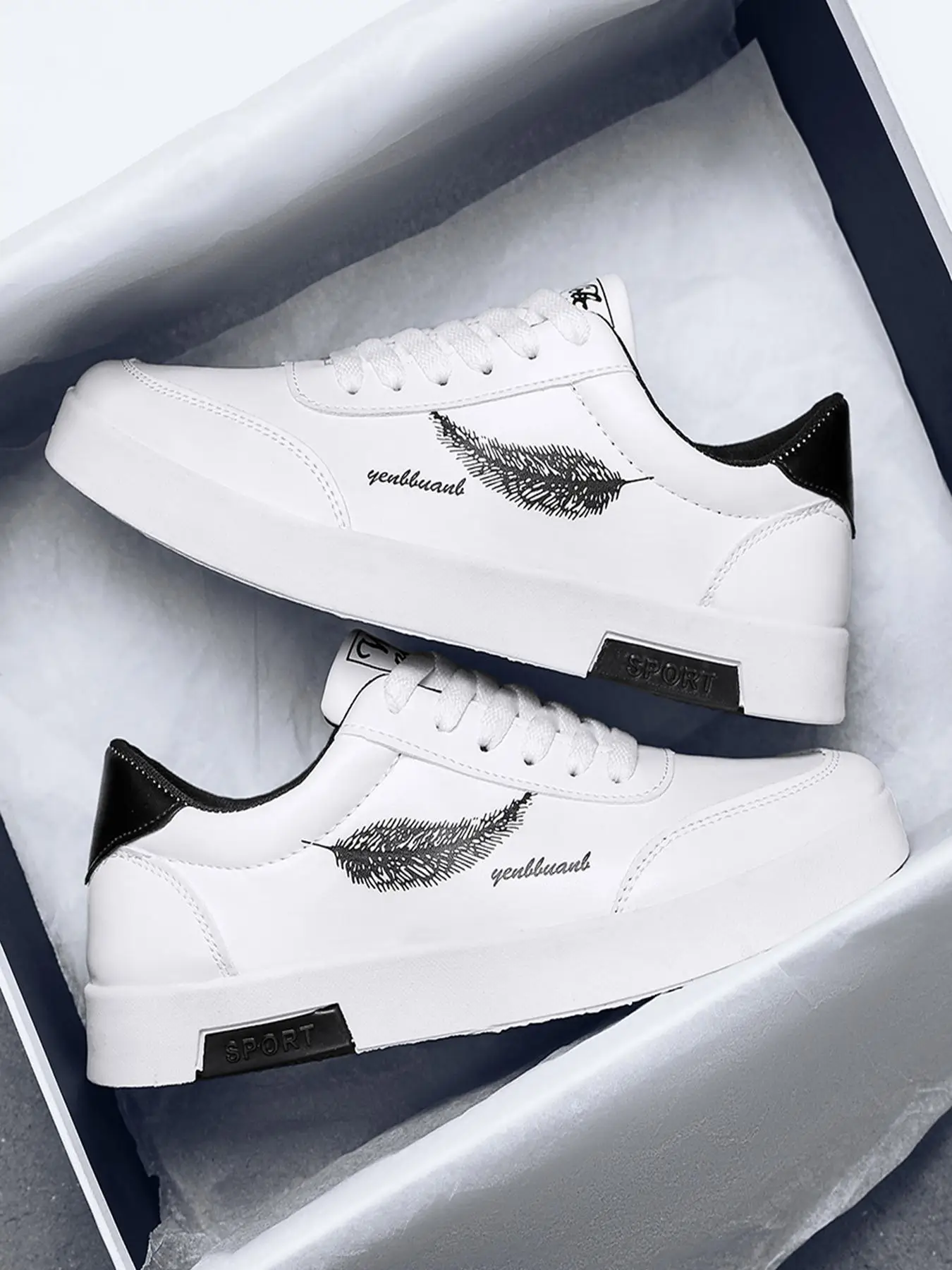 Men's New Trendy Fashionable Letter & Leaf Pattern Lace Up Low Top Sneakers for Training, Comfortable Sports Shoes, Trendy Sneakers, Trendy Casual S