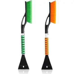 2 Pack 27" Car Snow Brush and Ice Scraper, Detachable Scratch Free Ice Scraper with Ergonomic Foam Grip, Winter Snow Removal Tool for Car Windshield