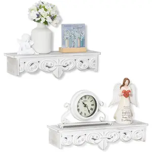 Wall Shelves French Country Decor - Vintage Floating Shelf Antique Wood Wall Decor Farmhouse Rustic Hanging Shelves for Living Room Bedroom