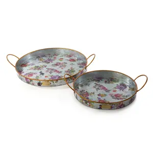 Mackenzie- Childs Set of 2 Galvanized Flower Trays