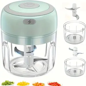 USB Electric Mini Garlic Chopper & Meat Grinder Masher Machine, 1200 RPM Motor, 100/250ml Capacity, Compact Food Processor for Camping & Small Kitchens