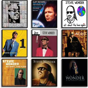 Stevie Wonder Poster 2D modern wall art, suitable for bedrooms/living rooms, vibrant colors, high-definition patterns, canvas printing, 12x16 inches/30x40 cm, ideal for home/office décor.