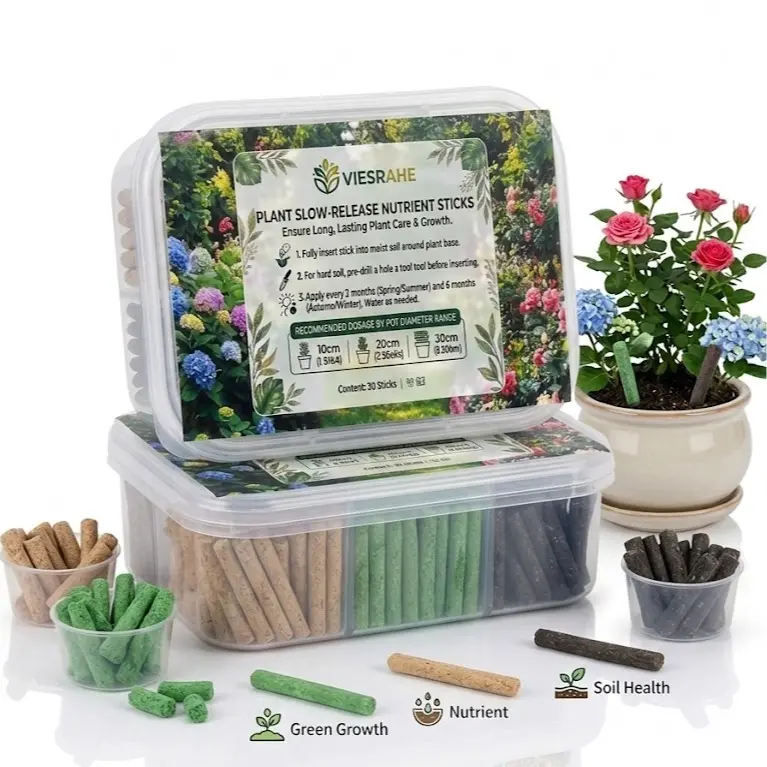 VIESRAHE Plant Food Fertilizer Spikes, Slow Release Nutrition Sticks, Easy Plant Care for All Indoor Flowers, Foliage Houseplants & Outdoor Potted Plants, 30 Count