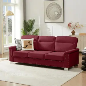 【Bellemave】82" Modern Compressed Snowfleece Fabric 3-Seater Sofa, for Living Room, Bedroom, Office & Entertainment Spaces