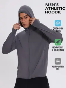 Lightweight Unisex Casual Hoodie - sun-protective, Breathable, Quick-Dry, Stretchy Outdoor Long Sleeve Jacket for Spring and Summer, Full-Zip Hooded Workout Top with Pockets, Ideal for Gym, Running, and Hiking, Athletic Tops
