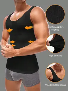Men Slim Fit Shaping Tank Top Compression Undershirt Seamless Breathable Stretch Vest Gym Workout Shirt