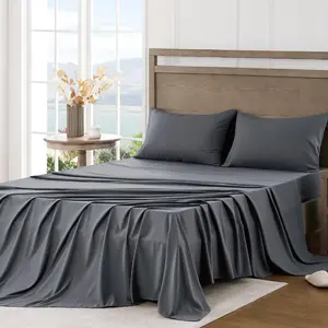 Twin Bed Sheets - Ultra Soft Sheets for Twin Bed - Brushed Microfiber - Deep Pockets - Easy Care - Cooling & Breathable Sheets - Hotel Quality 3 Piece Sheet Set (Dark Grey) : Home & Kitchen