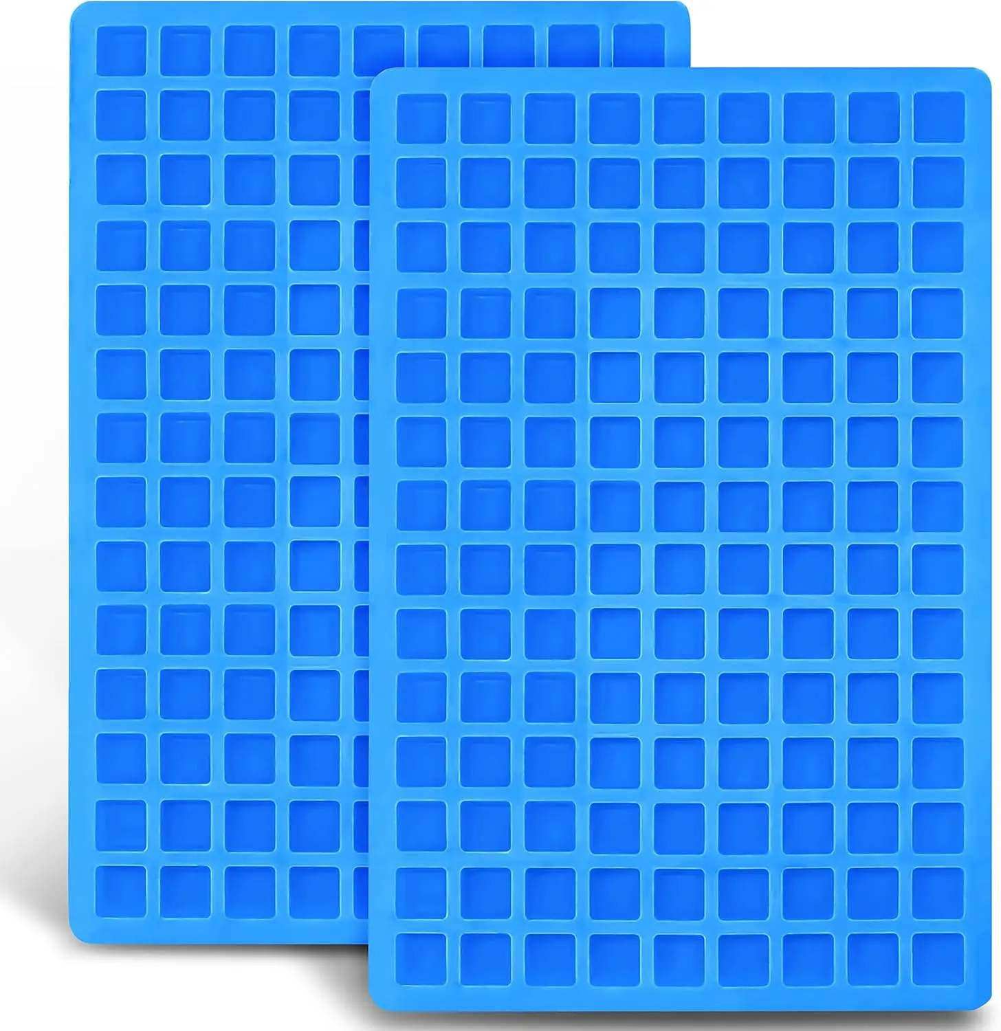 2-Pack 126-Cavity Square Synthetic Mini Candy Mold - High Temp Res. Non-Stick Flexible Bakeware, Easy Demolding Baking Tin for Homemade Truffles & Treats; 3-Pack Purple+Blue+Pink Mini Size Molds