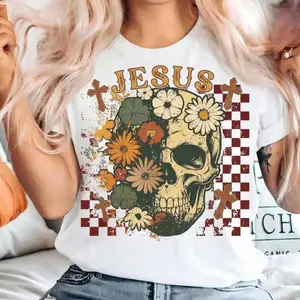 Vintage Floral Skeleton Shirt with Checkered Design for Trendy and Spooky Halloween Celebrations