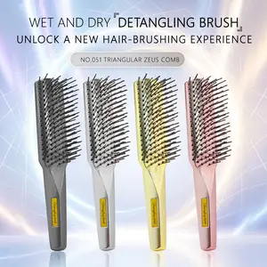 Zeus Comb Sand Gold Texture Smooth Hair Anti-Knotting Brush, Detangling Tool for Easy Styling, High-Quality Hair Accessory