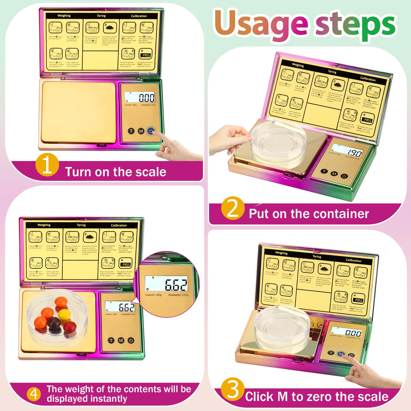 Digital Pocket Gram Scale 0.01g Accuracy,6 Units 200g Mini Digital Scale Grams,Tare Function Small Food Scale,Jewelry Scale,Ounces Grains Milligram Scale (Golden/Batteries Included)