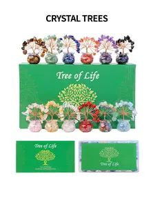 Natural Crystal Tree Of Life Decoration, Mini Crystal Tree Ornament, Healing Energy Stone Decoration, Home Decor, Car Decor, Gift for Friends