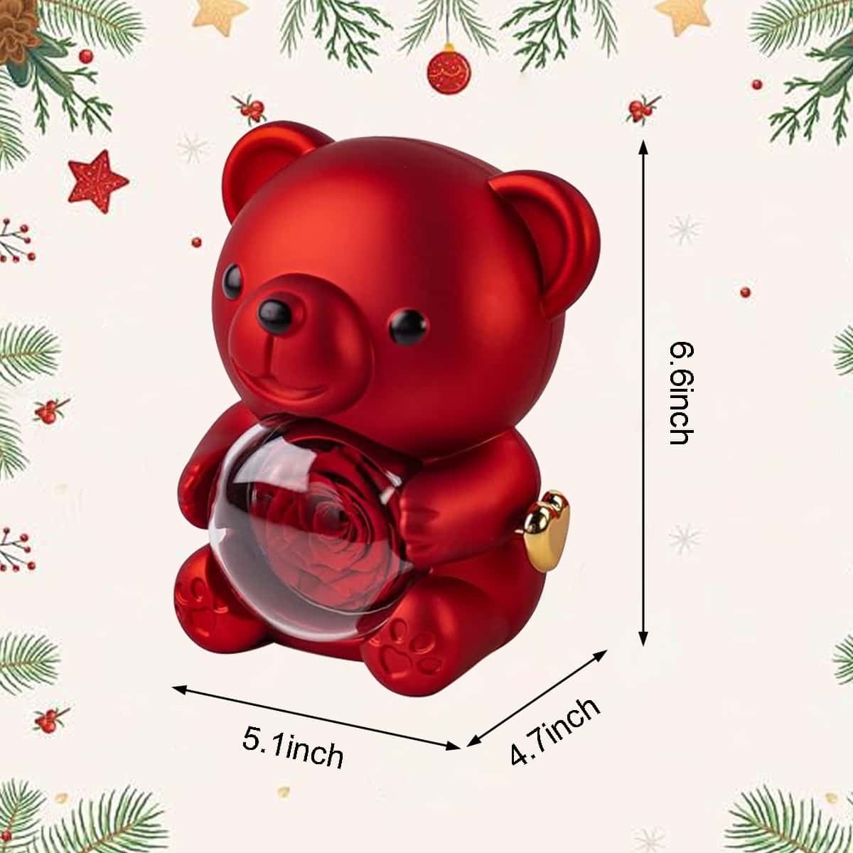 【Necklace Included】Teddy Bear Jewelry Box with Preserved Rose | Cute Home Decor and Jewelry Organizer | Perfect Romantic Gift for Valentine's Day, Mother's Day, Weddings, Anniversaries, Bridal Showers-Recyclable Suprising Blind Box,Valentine's Day gifts