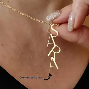 Personalized Name Necklace - Custom Vertical Letters, Elegant Minimalist Necklace for Women, Birthday/Anniversary/Graduation Gift - Delicate Chain Jewelry with Custom Area, Everyday & Formal Wear - Perfect Personalized Present, Name Necklaces Customize