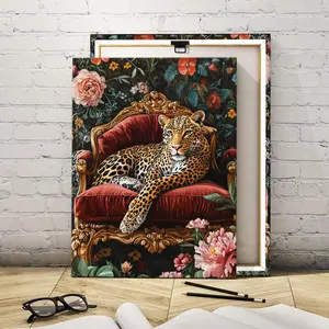 Wooden Framed Canvas Painting, Leopard Pattern Decorative Painting, Art Prints, Modern Art for Home Living Room Bedroom Office Decoration, Artistic Home Decor, Hanging Wall Art, Ornaments