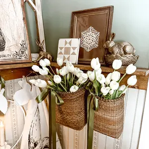 Tall Rattan Door Basket Hanger Set of 2