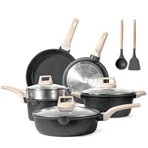 Nonstick Pots and Pans Set, 11 Pcs Induction Kitchen Cookware Sets (Black Granite)