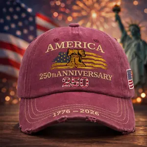 USA 250th Anniversary Hat 1776-2026 | Embroidered Baseball Cap | American Flag Eagle Liberty